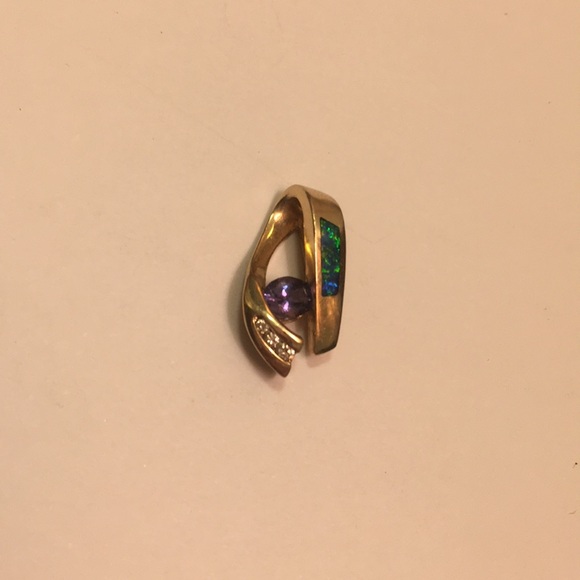 Gold Amethyst Diamond and Australian Opal slider - Picture 5 of 5